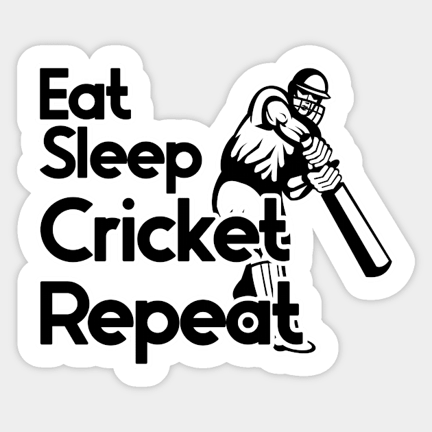 Eat Sleep Cricket Repeat Sticker by nextneveldesign